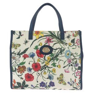 Gucci Flora Floral Pattern Multicolor Canvas Leather Tote